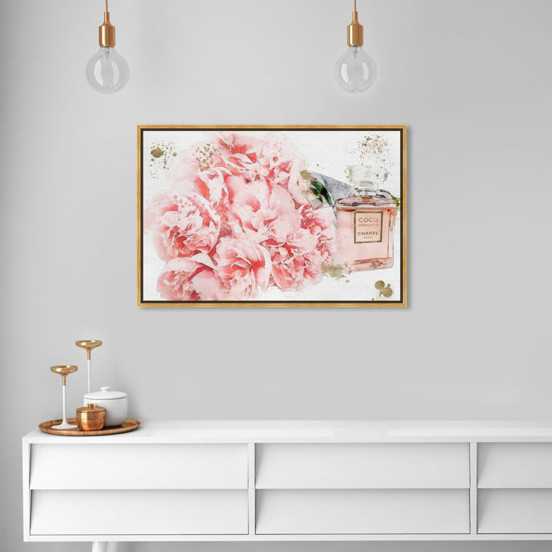 Fleurs et fleurs de parfum - impression, H 24 po x l 36 po, Toile avec cadre doré