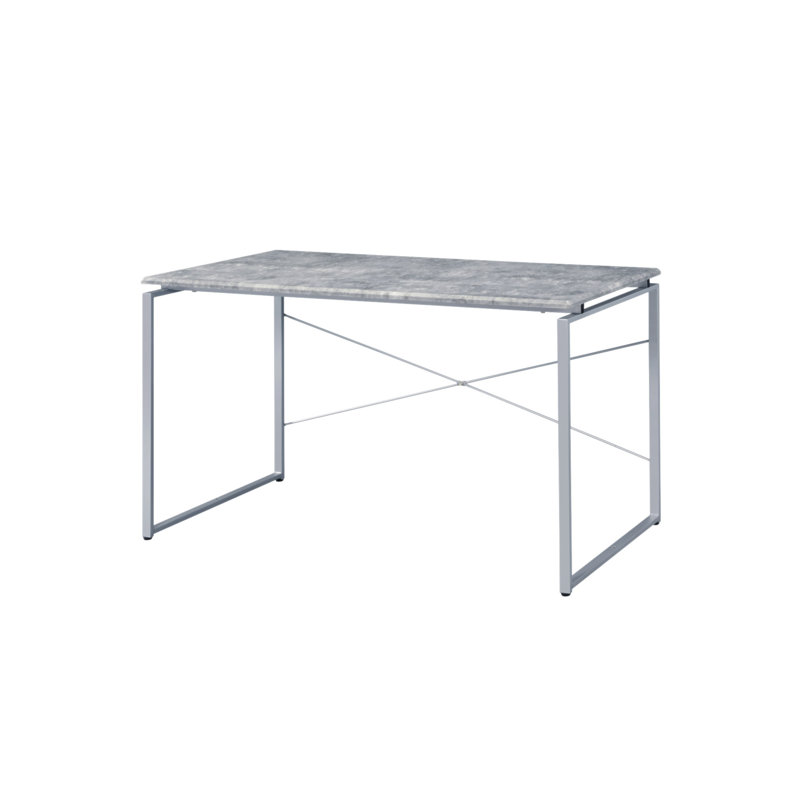 Jurgen Faux Concrete & Silver Finish Writing Desk, Gray/Silver
