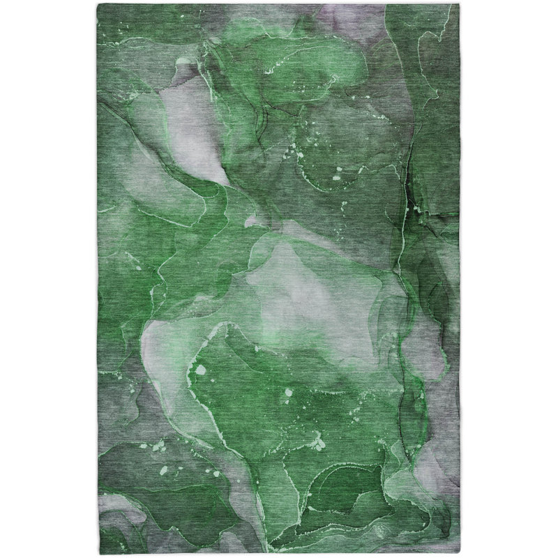 Premium Machine Washable Dream Shag ADS522 Watercolors Rug, 10' x 14', Emerald