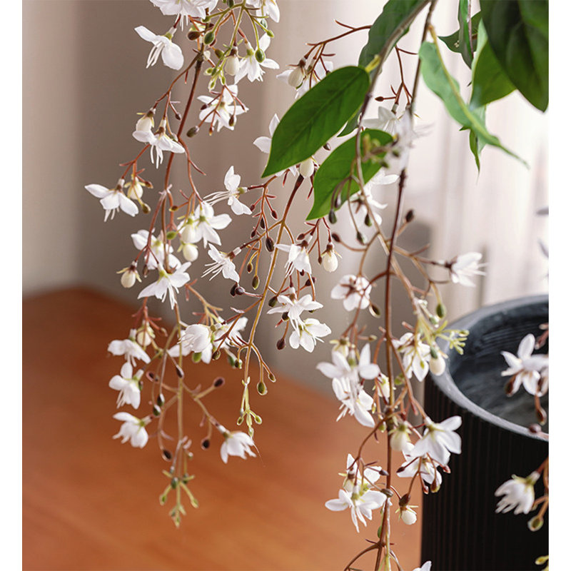 Jasmine qui pleure artificiellement, plante d'intérieur en pot, H 57,48 po x l 12,2 po x P 12,2 po, Crème
