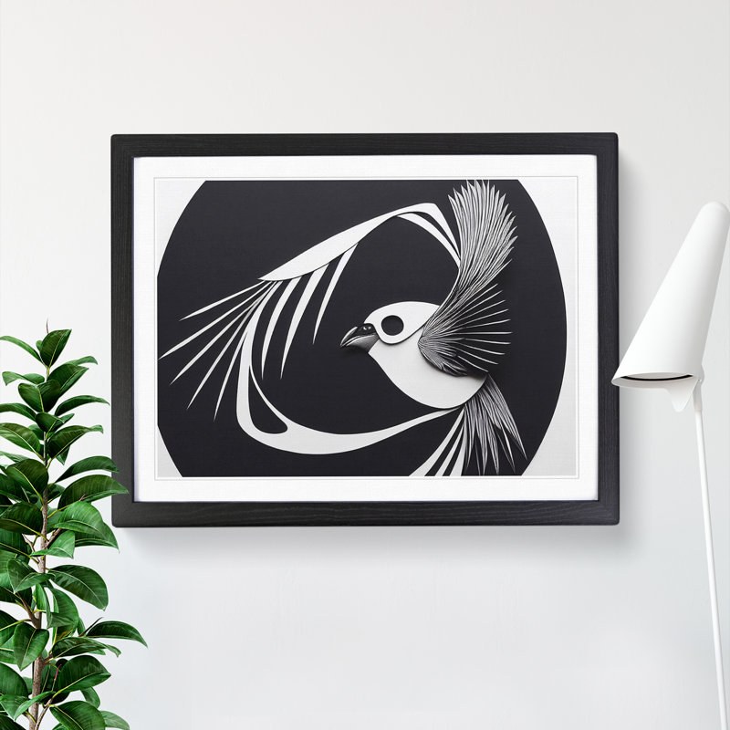 Soulful Abstract Bird - Framed Print, Black, 25cm H x 34cm W x 2cm D