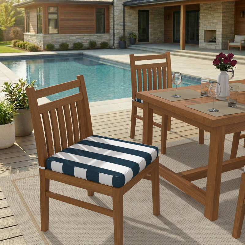 Sunbrella Indoor/Outdoor Dining Chair Cushion, 20" W x 20" D, Sunbrella® Refuge Indigo