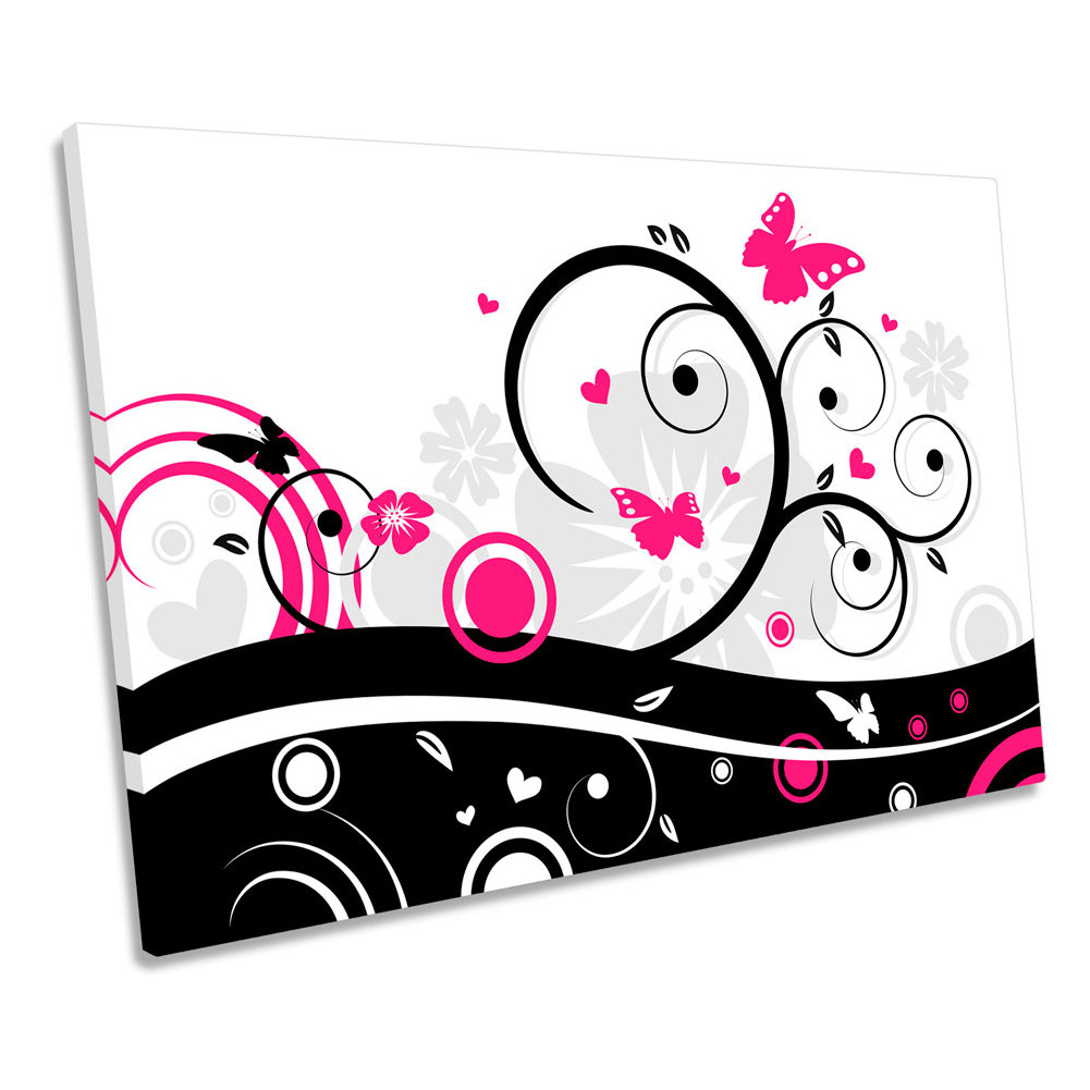 Modern Pink Floral - Wrapped Canvas Graphic Art