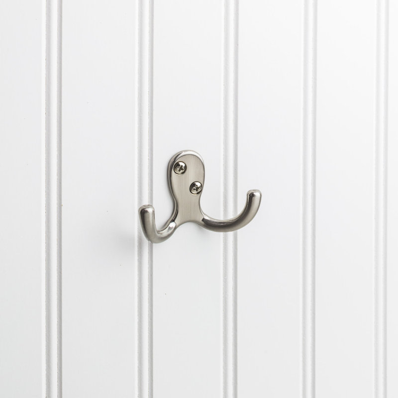 1-78 Double zinc wall mount hook. Finish DBAC., Satin Nickel