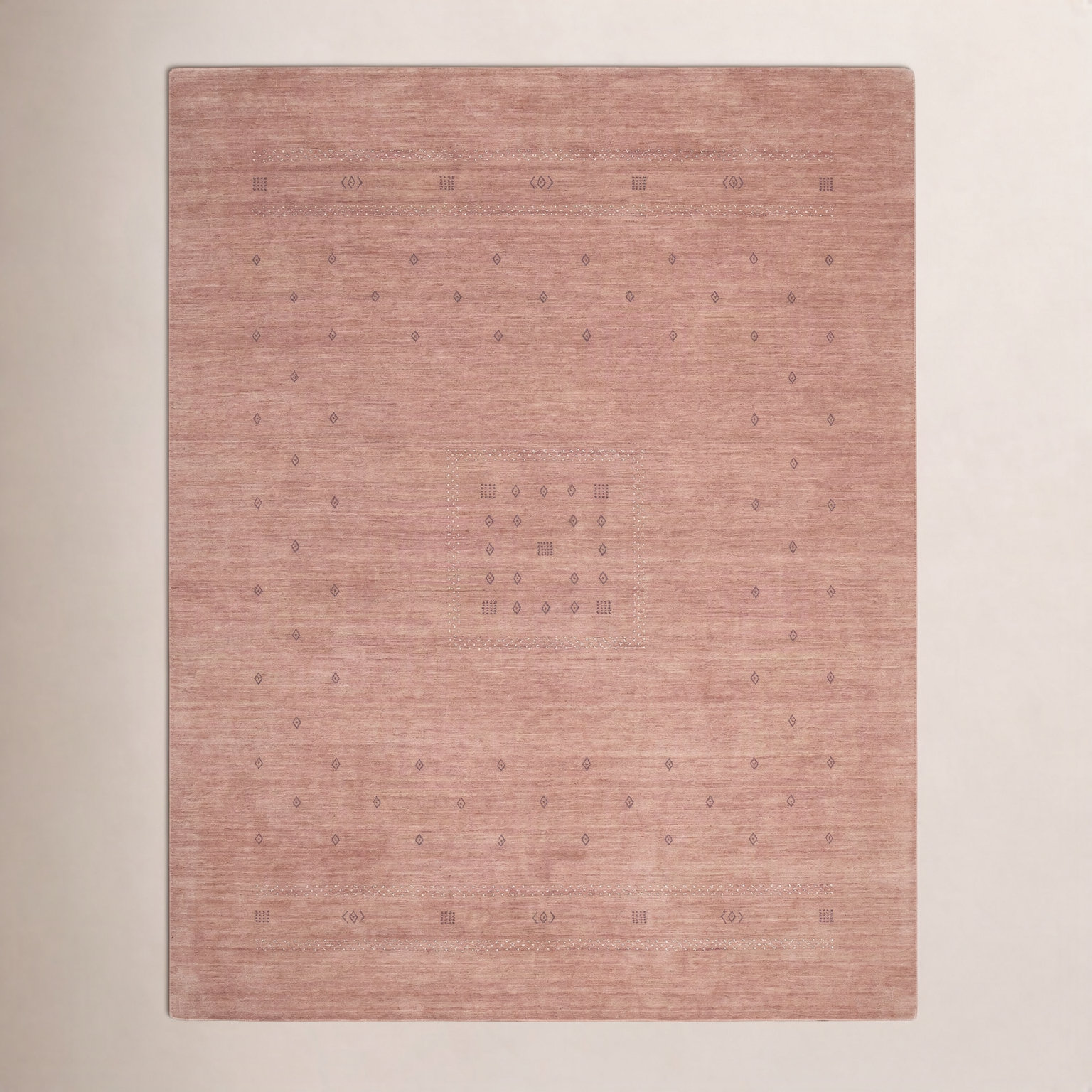 Simi Hand-Woven Geometric Cotton Wool Rug, Peach, Rectangle 10' x 14'