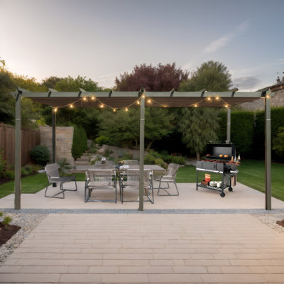 Outdoor Aluminum Pergola 11x20 FT, Retractable Weatherproof Canopy for Patio, Garden, Courtyard & BBQ Grill