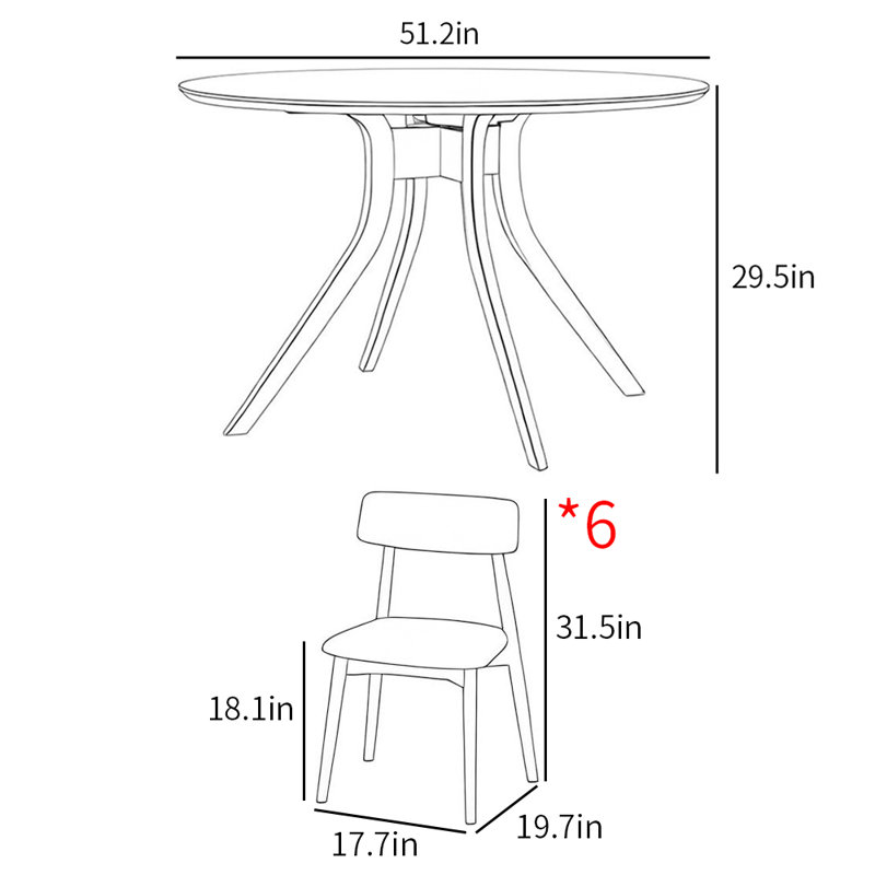 Ensemble de table de salle à manger Simple Fashion Home, H 29,5 po x L 51,2 po x l 51,2 po