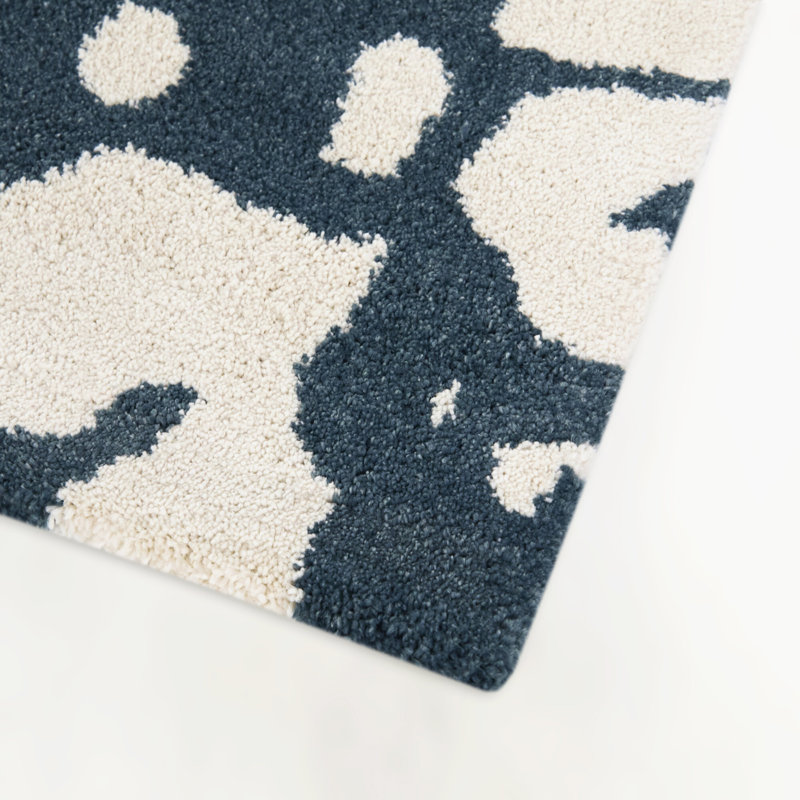 Mila Blue/Cream Abstract Modern Area Rug, Rectangle 5'3" x 7'