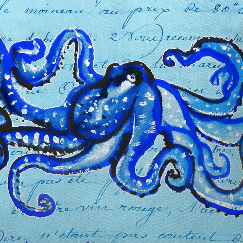 Script Octopus Outdoor Square Pillow Cover & Insert, Large