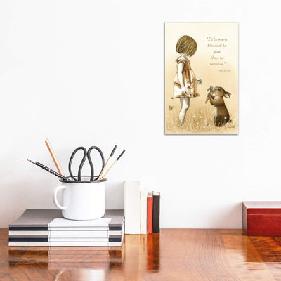 Girl With The Giving Rabbit by Tracy Lizotte - Wrapped Canvas Painting