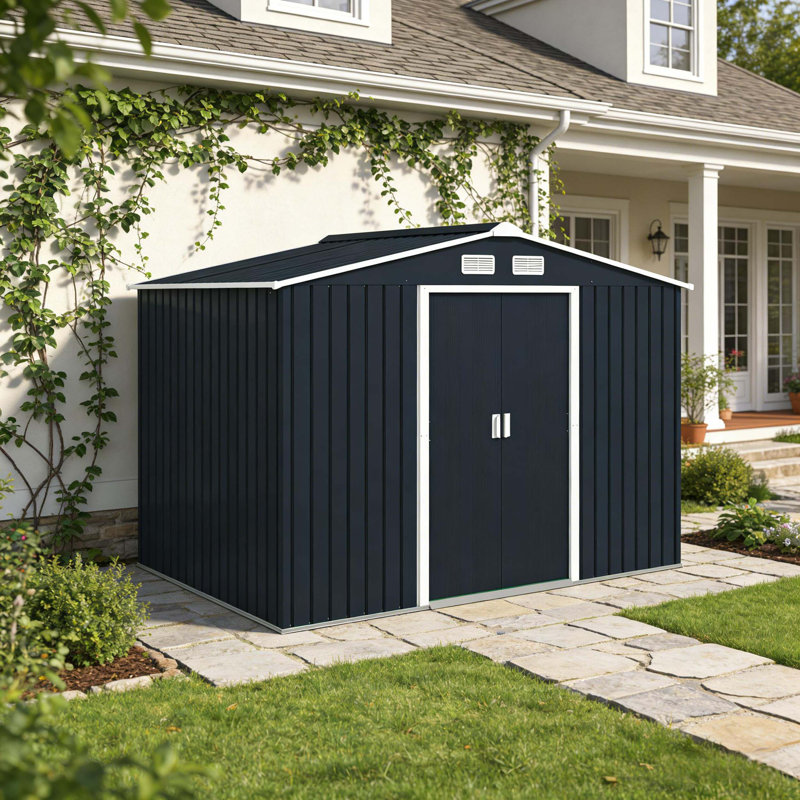 Remise de rangement, remise extérieure, remise en métal pour outils de jardin, Dark Gray