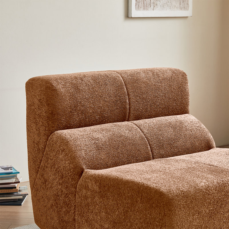 Fauteuil simple luxueux en molleton bouclé Luxury, Brown, Brun