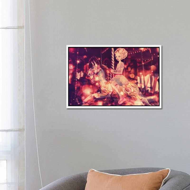 Carousel by Victoria Obscure - Print on Canvas, 66.04 cm H x 45.72 cm W, White Framed