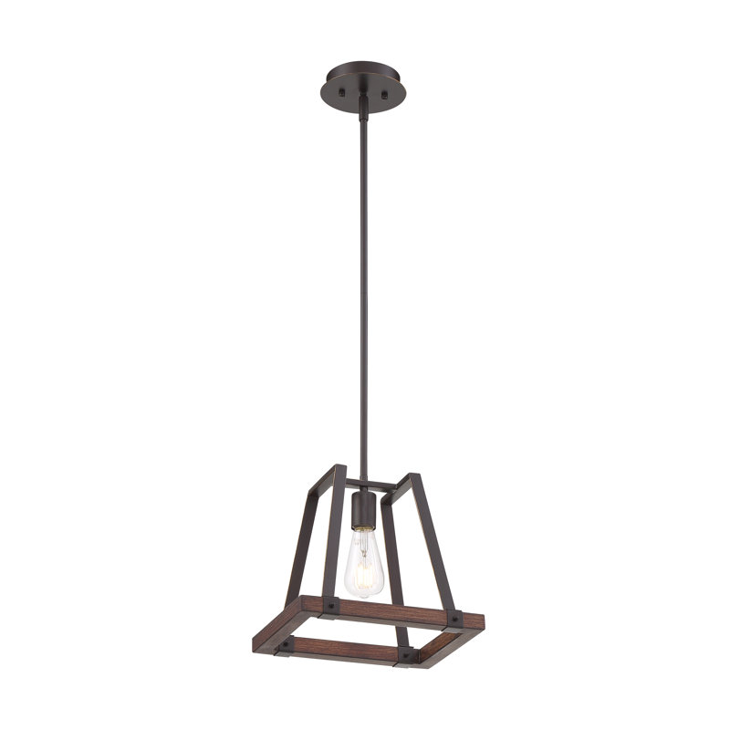 Luminaire suspendu simple à 1 lumière Bouck, Bronze acajou / Bois de muscade