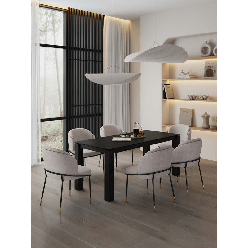 Ensemble de salle à manger 7 pièces en bois de frêne massif Flor and Rockaway, Beige