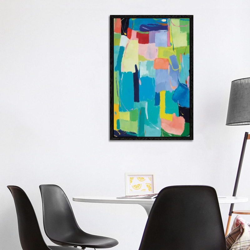 Urban Essay XIV by Kim Parker - Painting on Canvas, 66.04 cm H x 45.72 cm W, Black Framed, Black