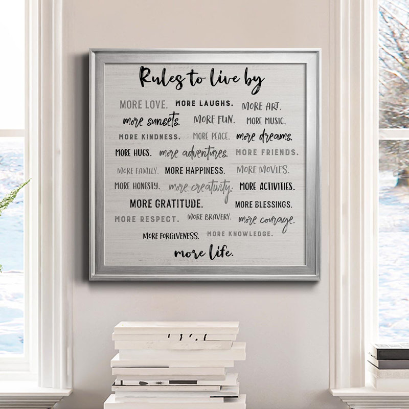 More Life - Art textuel sur toile encadré, H 26,5 po x l 26,5 po x P 1,5 po, Argent