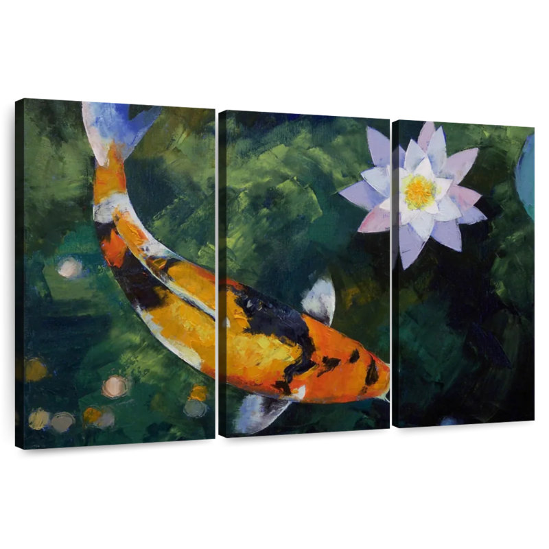 Showa Koi And Water Lily, 32" H x 50" W