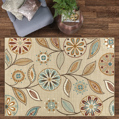 Adderley Floral Beige Area Rug