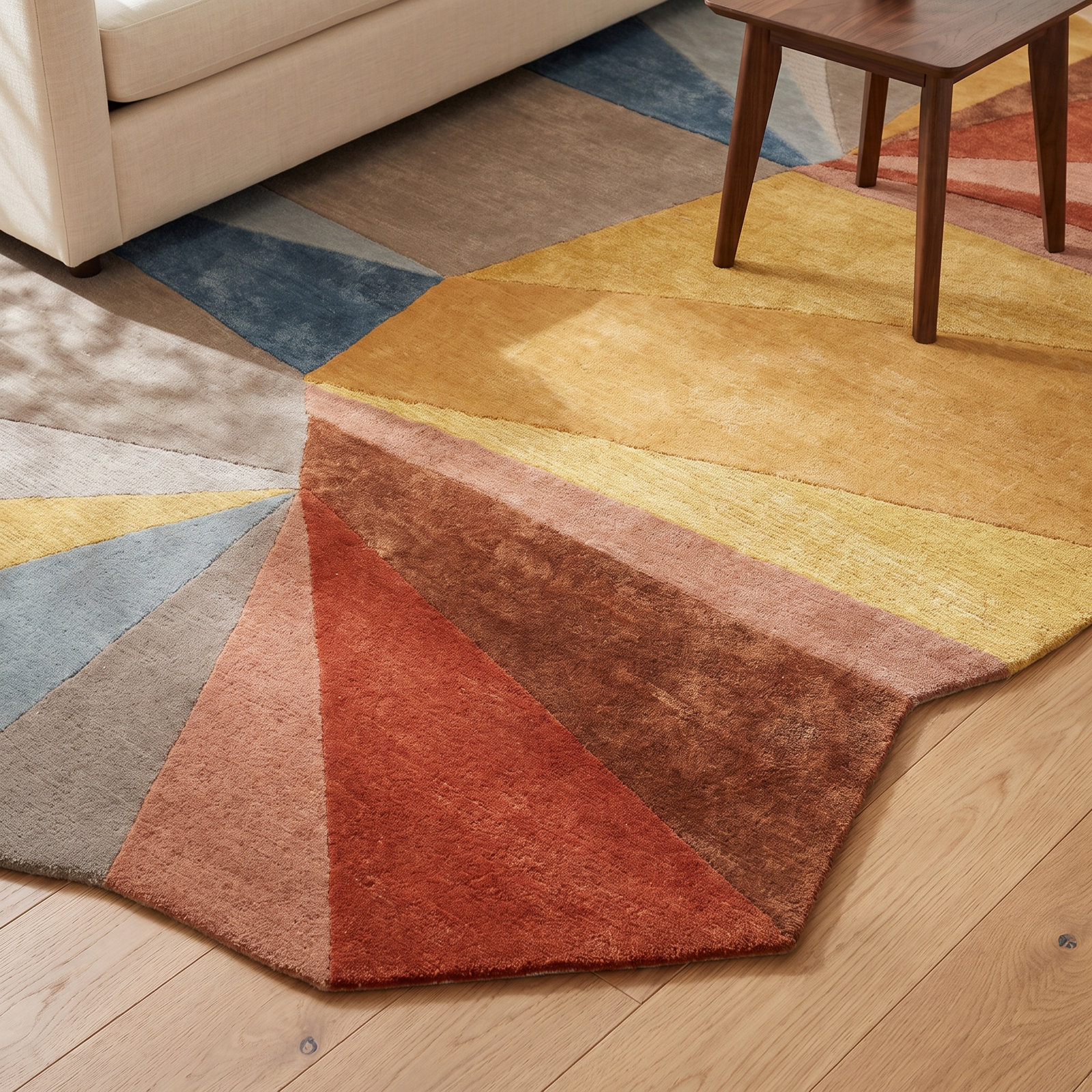 Stanford Yellow Gray Blue Hand-Tufted Rug, Rectangle 6' x 9'