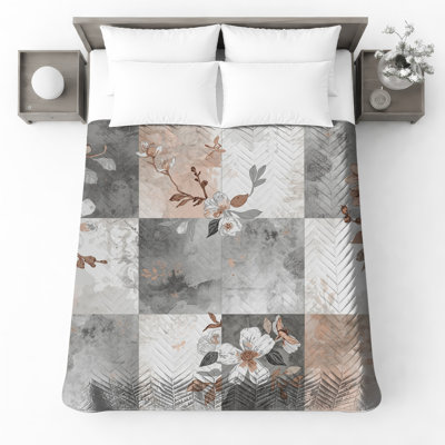 Couvre-lit matelassé à motif floral