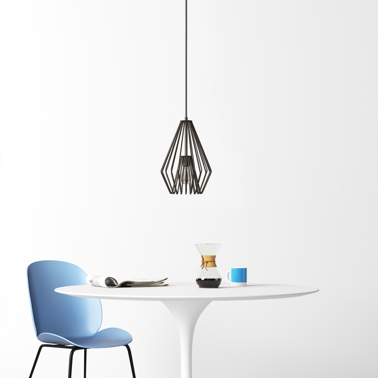 Frankie Single Light Metal Dimmable Pendant, Bronze, 15.75" H x 9.25" W x 9.25" D