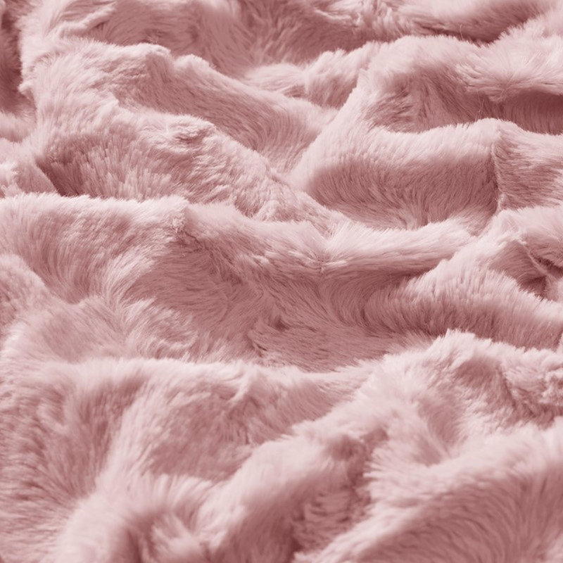 Couverture en fausse fourrure 1pc, Lit simple, Rosé