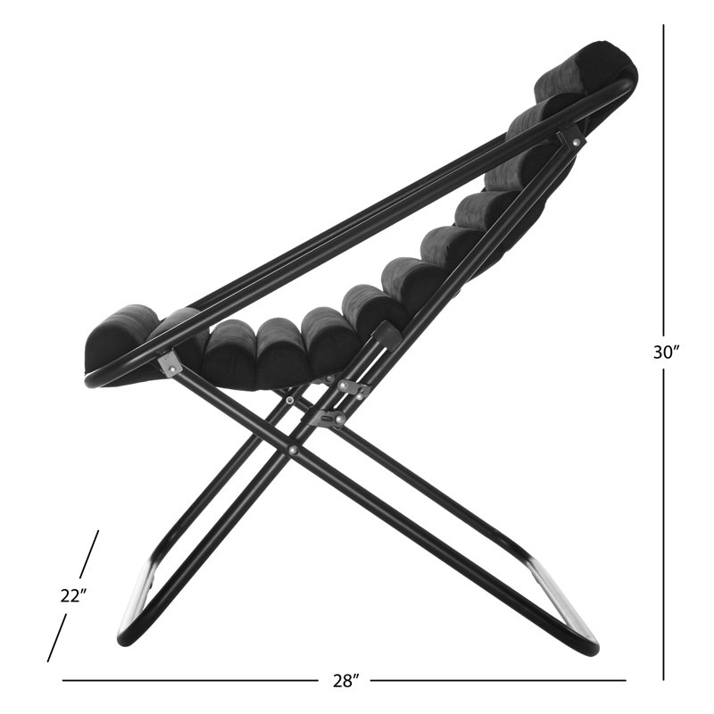 Chaise longue pliante en cuir Vegan, Noir / Noir