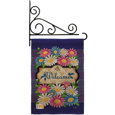 Marguerites 2 côtés en polyester 19 x 13 po welcome drapeau de jardin
