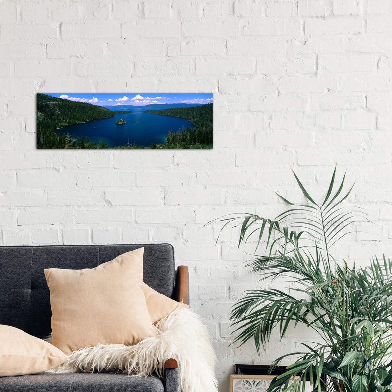Fannette Island, Emerald Bay, Lake Tahoe, California, USA - Wrapped Canvas Panoramic Print