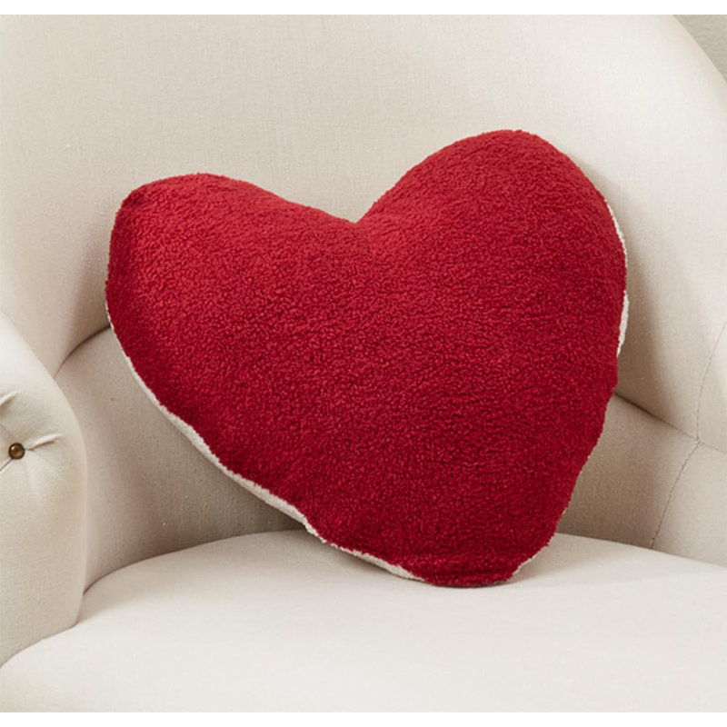 Red & White Reversible Heart Shaped Poly-filled Decorative Throw Pillow 15" W X 16" L