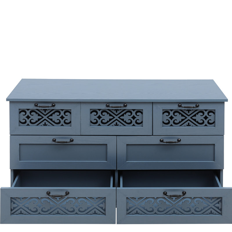 Armoire bleue à 7 tiroirs avec décoration de chambre à coucher attrayante 7 tiroirs - couleur