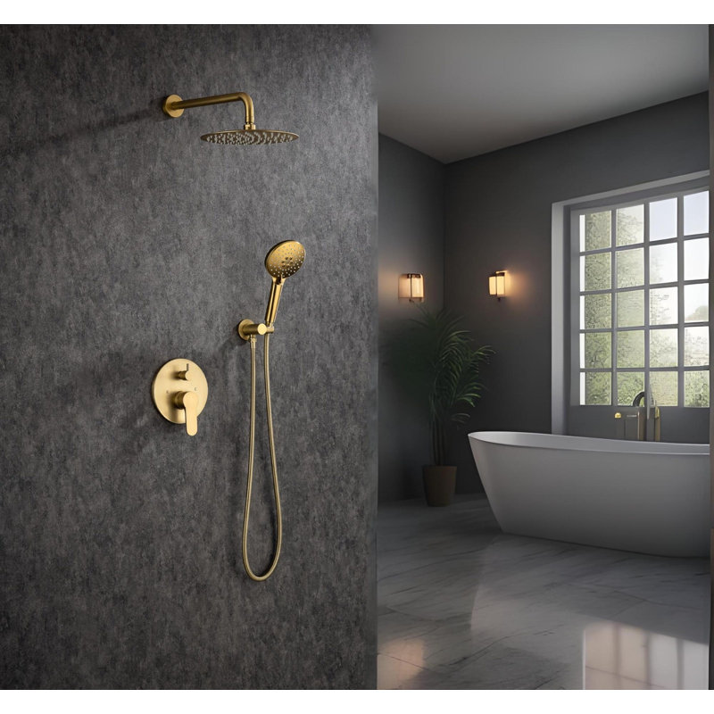 Système de douche complet avec valve brute, Or