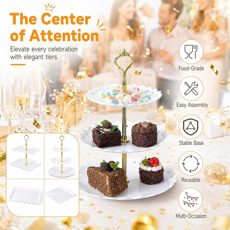 Cake Stand Set 4pcs Fruit Dessert Serving Tray 4pcs 2 Tier/3 Tier Cupcake Stand