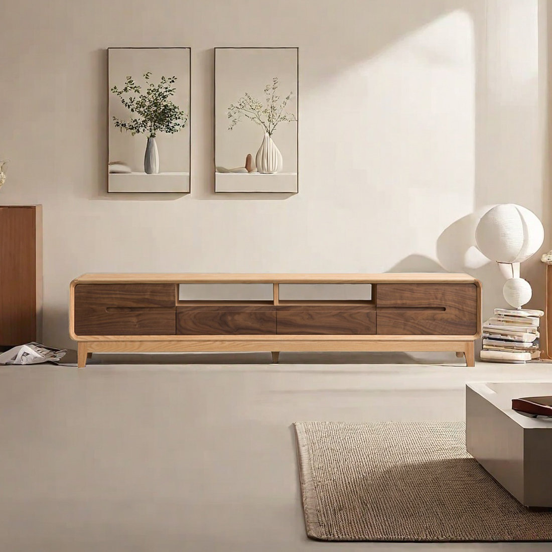 LIZIYE Nordic Style Red Oak TV Stand | Wayfair, image size:1100x1100