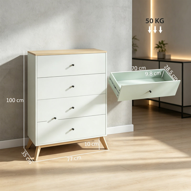 77 cm W Chest of 4 Drawers