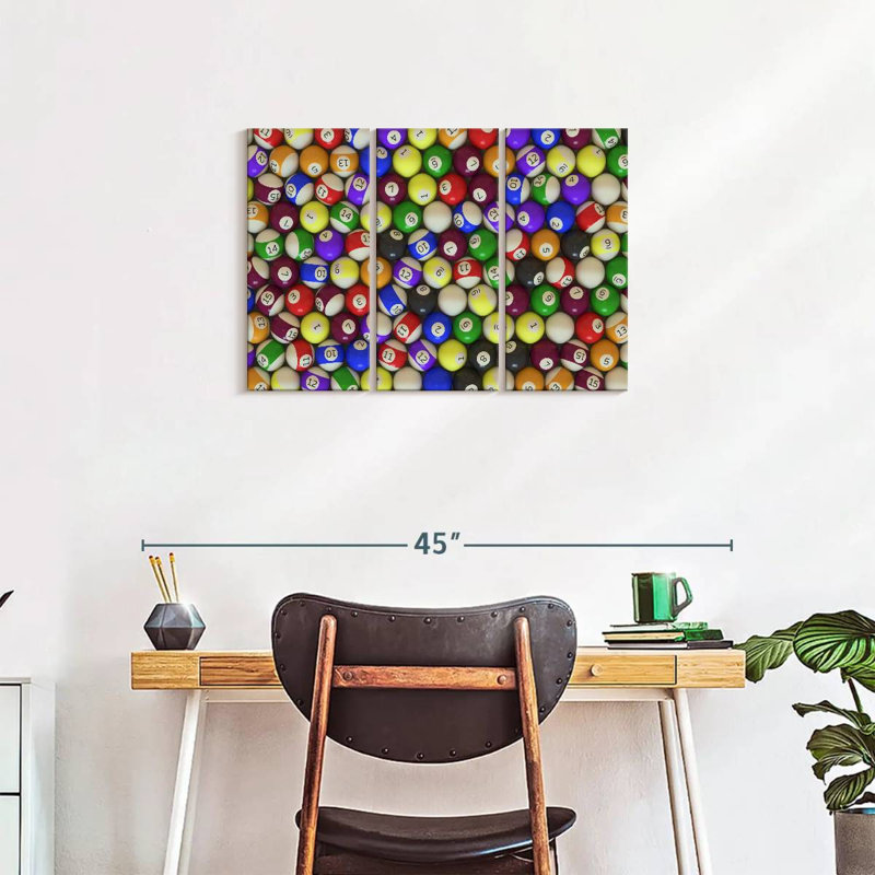«Billiard Collection», 3 pièces sur toile, H 20 po x l 33 po x P 1,25 po