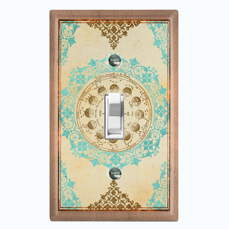 Elegant Damask Astronomy Crest 1 - Gang Toggle Light Switch Standard Wall Plate