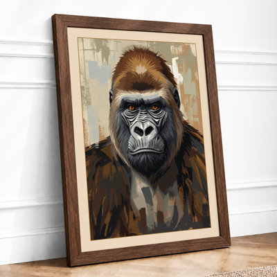 Gorilla's Contemplation Modern - Framed Print