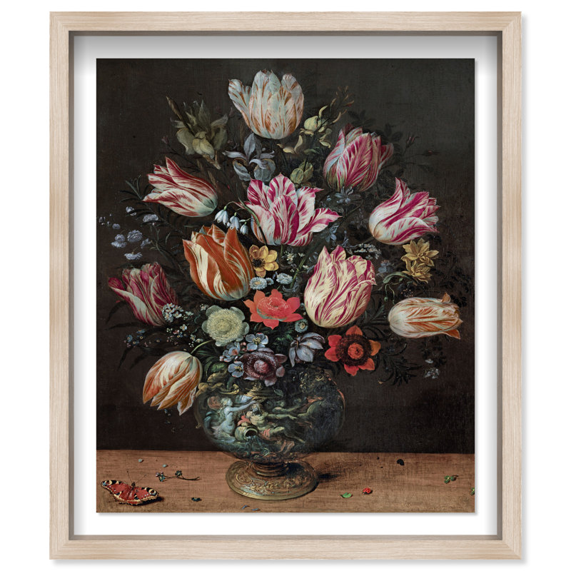 Francken the Younger Vase with Tulips Shadowbox Floral & Botanical Print by Oliver Gal, Black Frame, 16 x 20, 46.5"H x 37.5"W