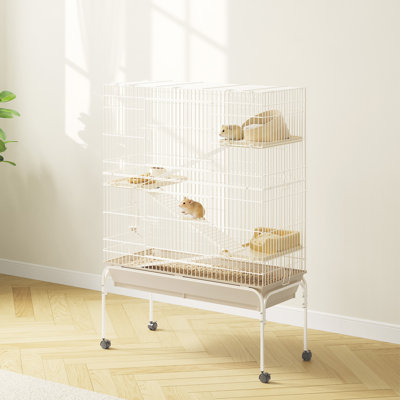 Cage de 101,6 cm (40 po) en acier au carbone pour petits animaux, avec roues verrouillables. Enclos spacieux à plusieurs niveaux pour furets, cochons d'Inde, lapins et chinchillas. Usage intérieur.