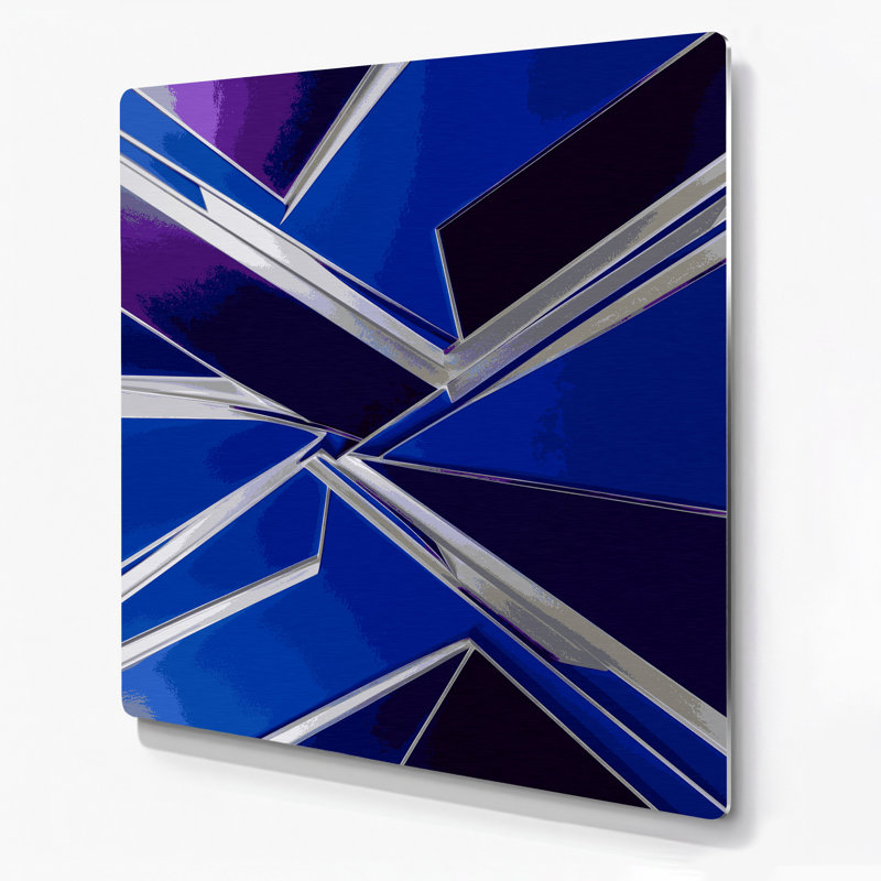 Hard Edge 39, art mural en métal bleu, H 16 po x l 16 po