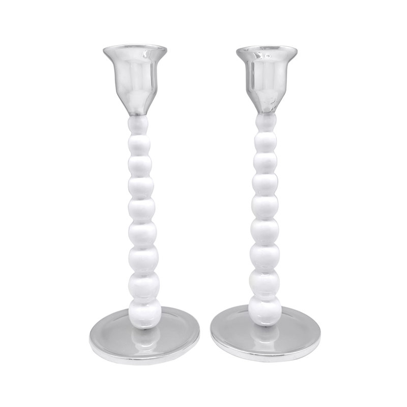 Bougeoir de table en aluminium nacré, Vert, H 9 po x l 3,54 po x P 3,54 po
