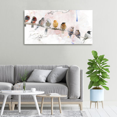 Birds On The Branch - No Frame Print on Canvas