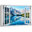 Fenêtre de paysage «Window View Rocky Mountain Forest Lake Reflection Nature Images Scenic Landscape» sur toile-98448897