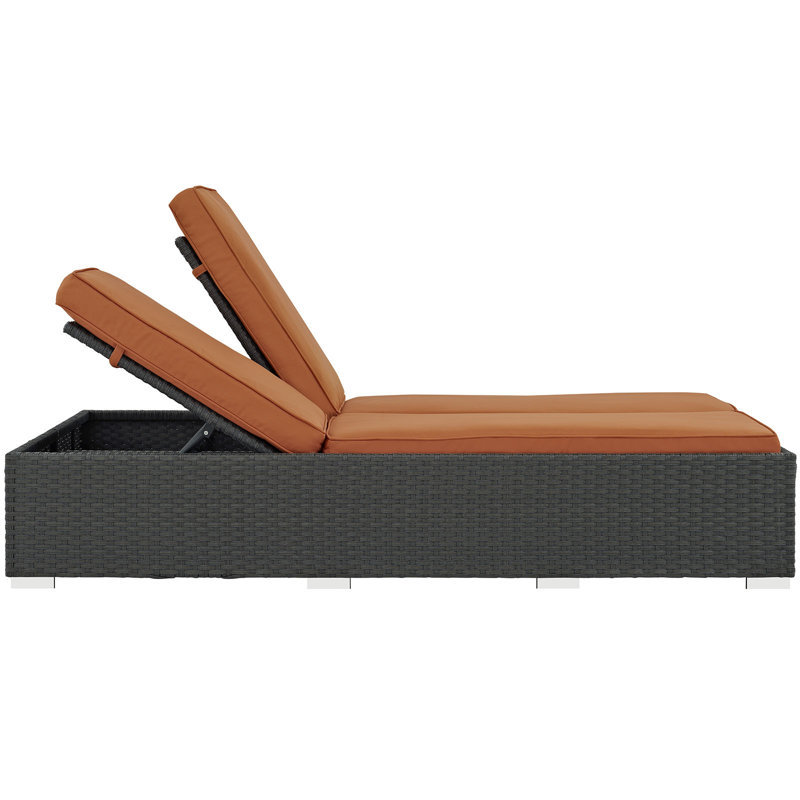 Chaise longue d'extérieur en rotin et osier Modway Sojour, Toile Sunbrella® toscan