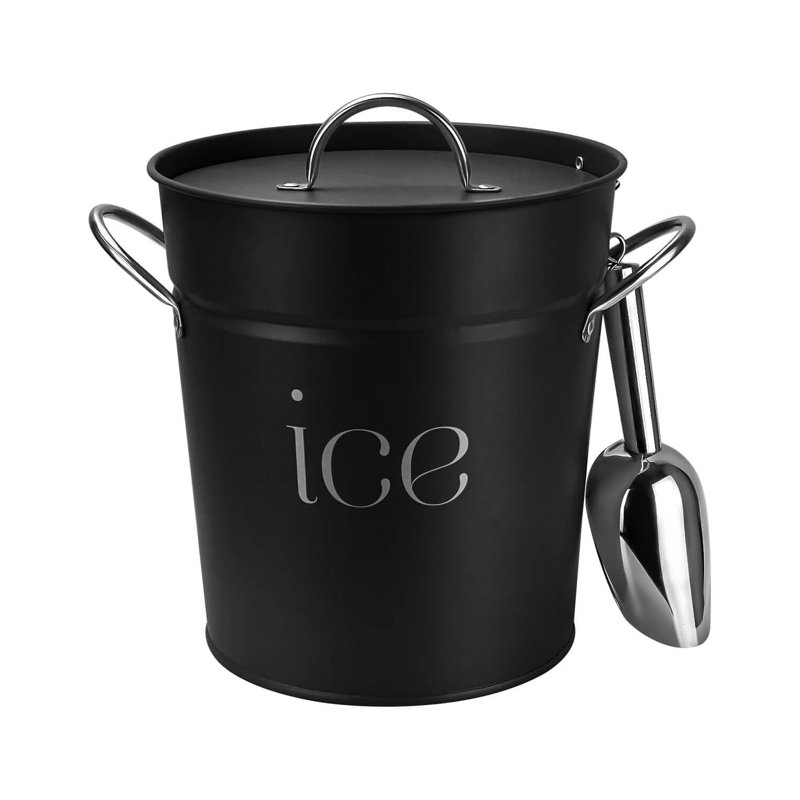 Seau à glace galvanisé 3 pte avec couvercle, cuillère et poignées