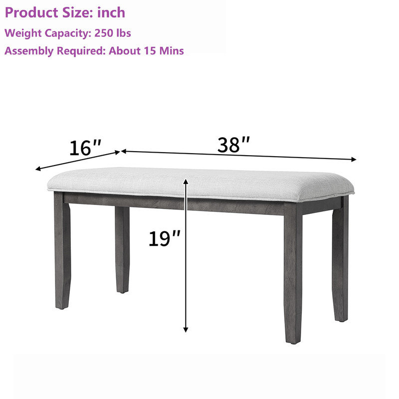 Upholstered Bench, Cherry