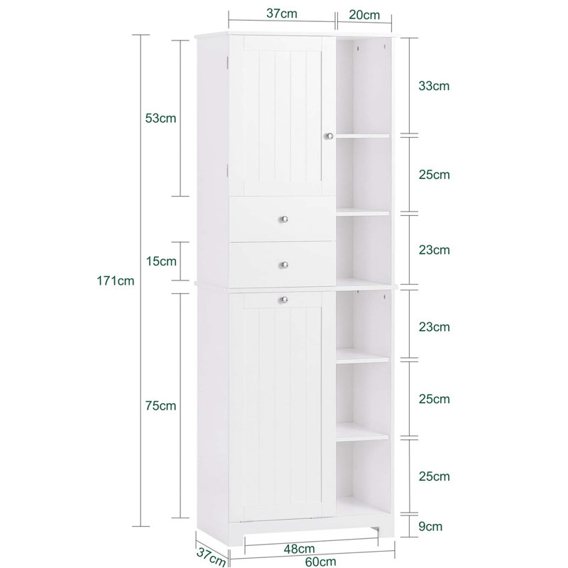 Compact Bathroom Cabinet Freestanding Linen Cabinet, White