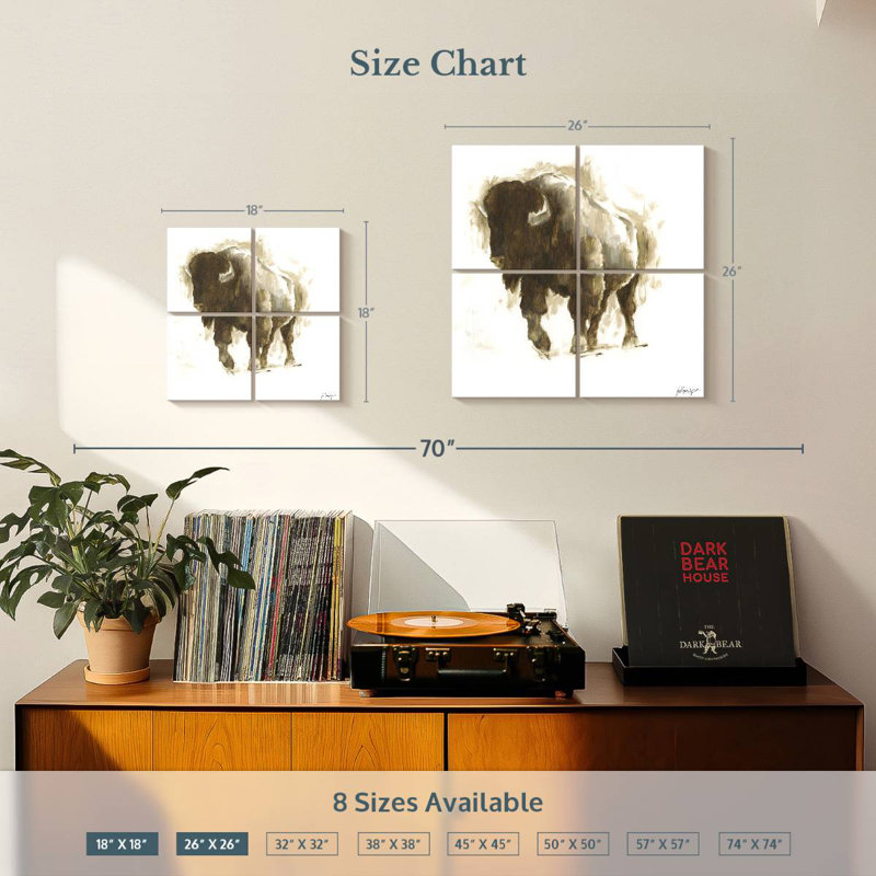 Bison rustique Brampt II, H 26 po x l 26 po